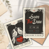 Vintages Lovebirds-Nest Save the Date
