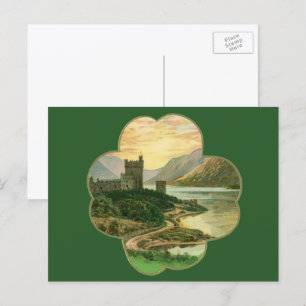Vintages Lucky Gold Kleeblatt mit einem irischen S Postkarte