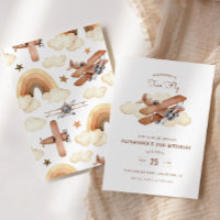 Vintages Luftfahrzeug zwei Fliegen zum Geburtstag