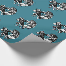 Vintages lustiges Rugby Geschenkpapier