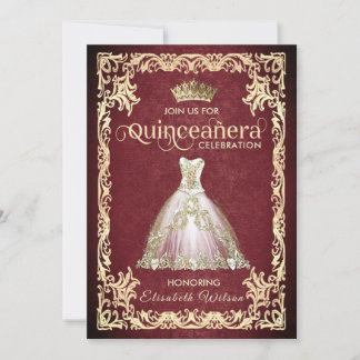 Vintages Luxus-funkelndes Kleid tiara Quinceañera Einladung