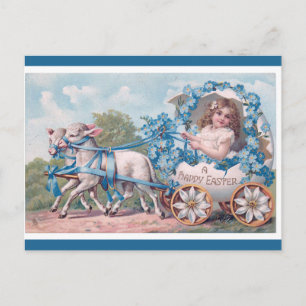 Vintages Mädchen gepanzert von Lämmern Ostergruß Postkarte