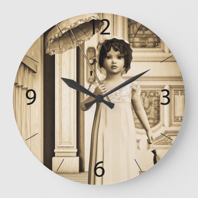 Vintages Mädchen Große Wanduhr (Vorderseite)