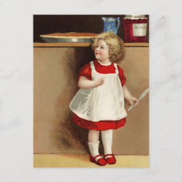 Vintages Mädchen im Roten Kleid Postkarte