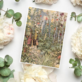 Vintages Mädchen in der Gartenmütterkarte Feiertagskarte