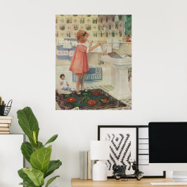 Vintages Mädchen, Kinderwäscherei Hängekleidung Poster
