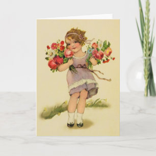 Vintages Mädchen mit Blume Note Card Karte