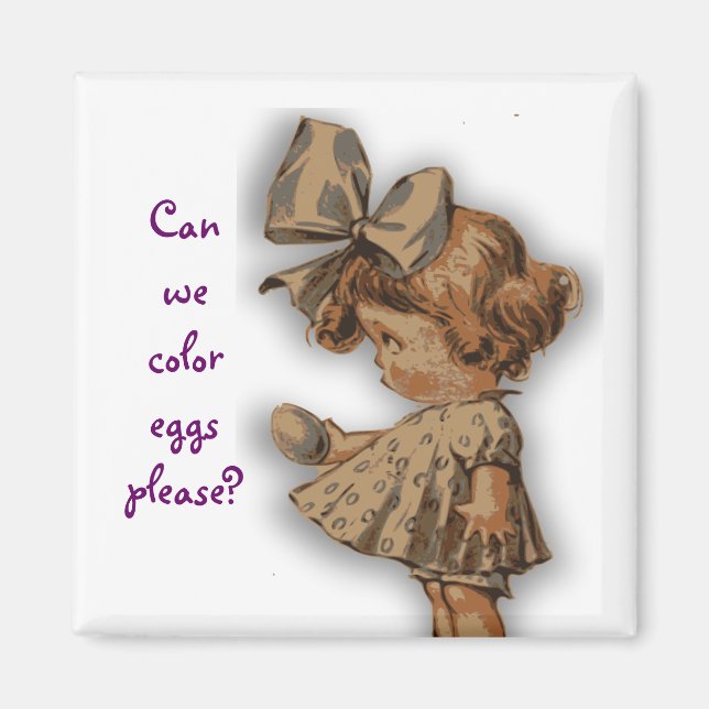 Vintages Mädchen mit Ei Magnet (Vorne)