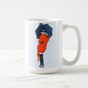 Vintages Mädchen mit Regenschirm Kaffeetasse
