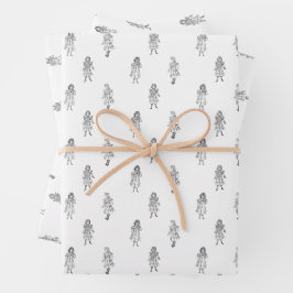 Vintages Mädchenmuster aus Delinieator 1899 Geschenkpapier Set