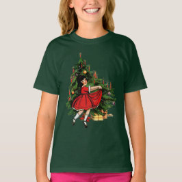 Vintages Mädchentanz unter Weihnachtsbaum T-Shirt