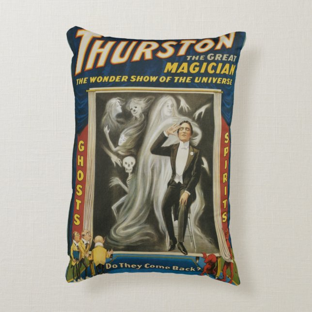Vintages Magisches Poster, Thurston, Der große Mag Dekokissen (Rückseite(Vertikal))