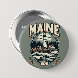 Vintages Maine-Leuchtturm Button