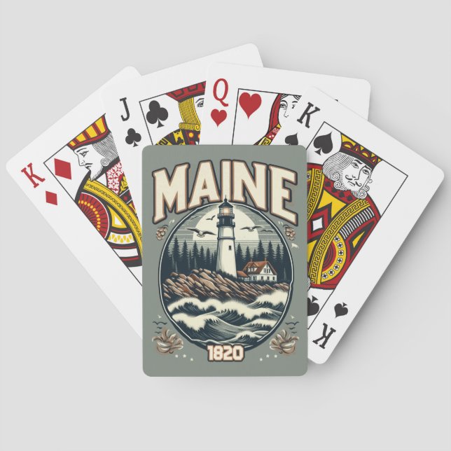 Vintages Maine-Leuchtturm Spielkarten (Rückseite)