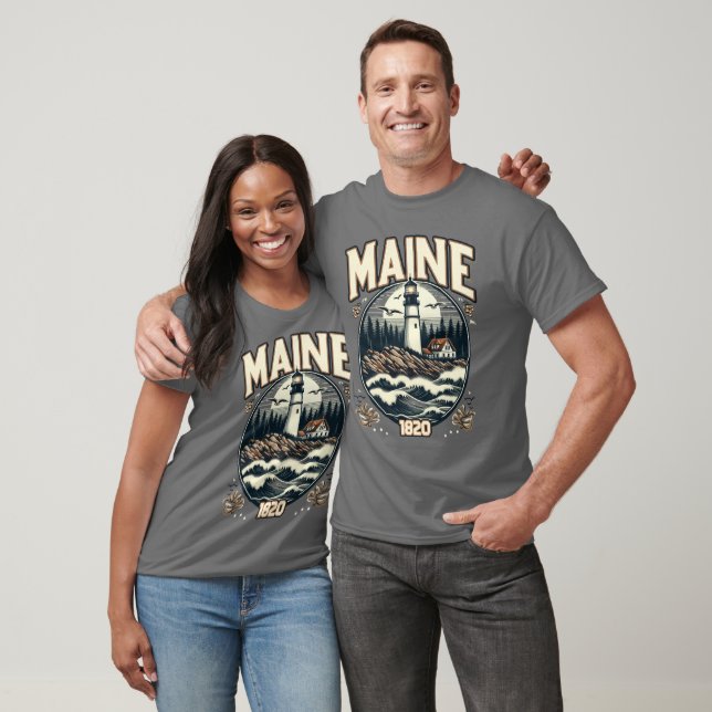 Vintages Maine-Leuchtturm T-Shirt (Unisex)