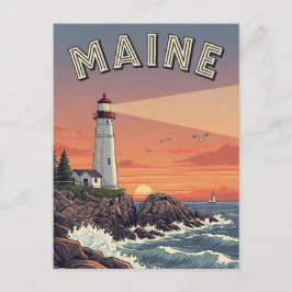 Vintages Maine Lighthouse Postkarte