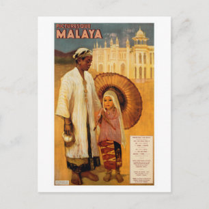 Vintages malayisches Reiseplakat Postkarte