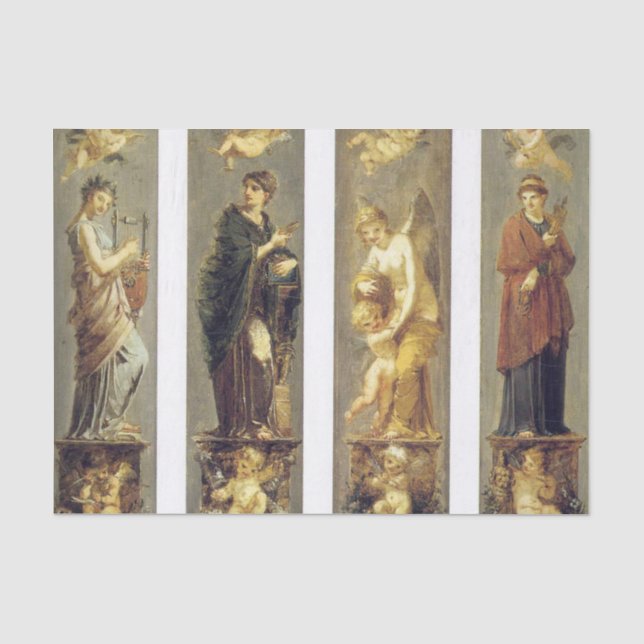 Vintages Malen von Engeln Seidenpapier (Vorderseite)