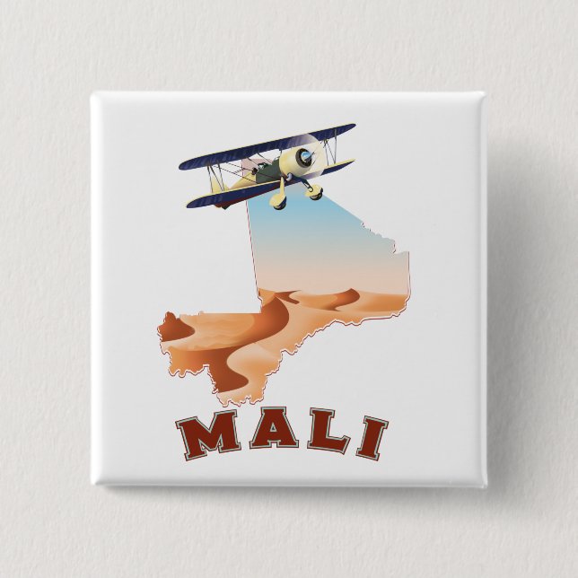 Vintages Mali Map Reiseplakat Button (Vorderseite)