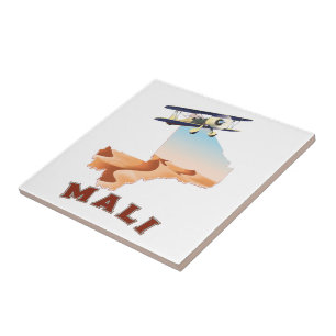 Vintages Mali Map Reiseplakat Fliese