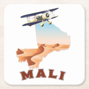 Vintages Mali Map Reiseplakat Rechteckiger Pappuntersetzer