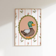 Vintages Mallard Duck Kinderzimmer Kunst, Dichtung