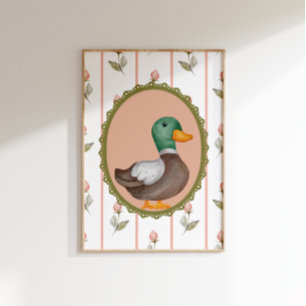 Vintages Mallard Duck Kinderzimmer Kunst, Dichtung Poster