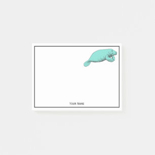 Vintages Manatee Zeichnend Aqua Post-it Klebezettel