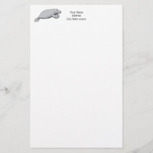 Vintages Manatee Zeichnend Briefpapier