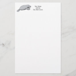 Vintages Manatee Zeichnend Briefpapier
