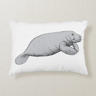 Vintages Manatee Zeichnend Dekokissen