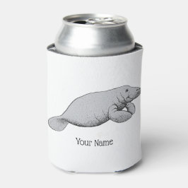 Vintages Manatee Zeichnend Dosenkühler