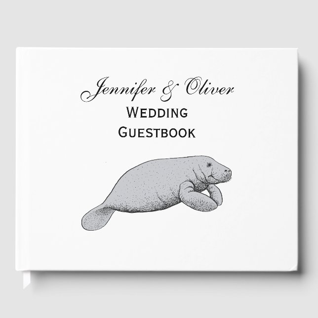 Vintages Manatee Zeichnend Gästebuch (Vorderseite)