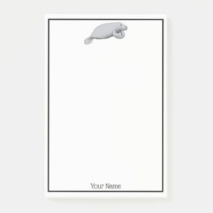 Vintages Manatee Zeichnend Post-it Klebezettel