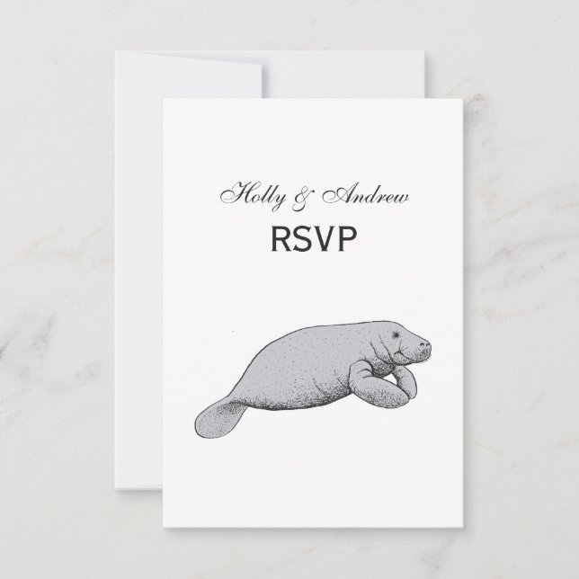 Vintages Manatee Zeichnend RSVP Karte (Vorderseite)
