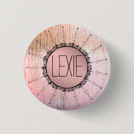 Vintages Mandala auf Peachy Pink Mattiert Glass Button