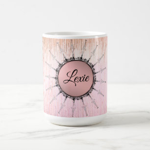 Vintages Mandala auf Peachy Pink Mattiert Glass Kaffeetasse