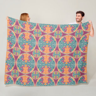 Vintages Mandala-Muster - Bohemischer Chic 3 Fleecedecke