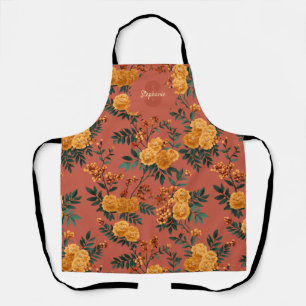 Vintages Marigold Calendula Floral Pattern Schürze