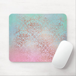 Vintages Marmordesign in Pink Aqua Mousepad
