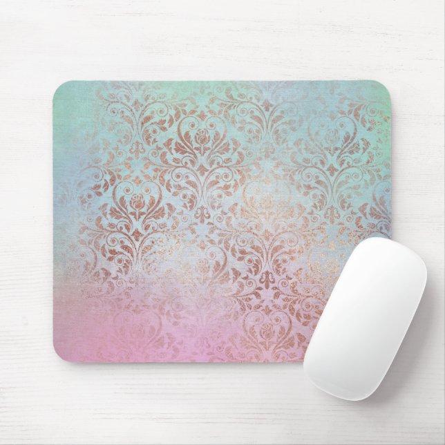 Vintages Marmordesign in Pink Aqua Mousepad (Mit Mouse)