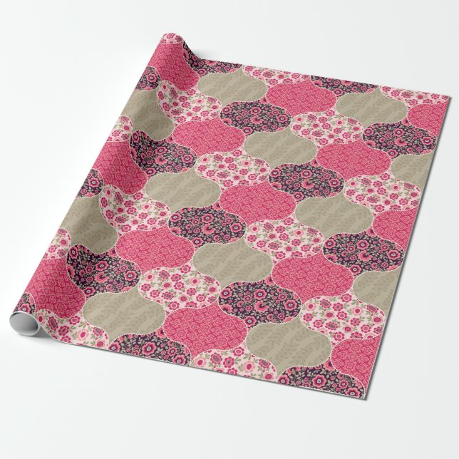 Vintages marokkanisches Muster Rosa Geschenkpapier (Ungerollt)