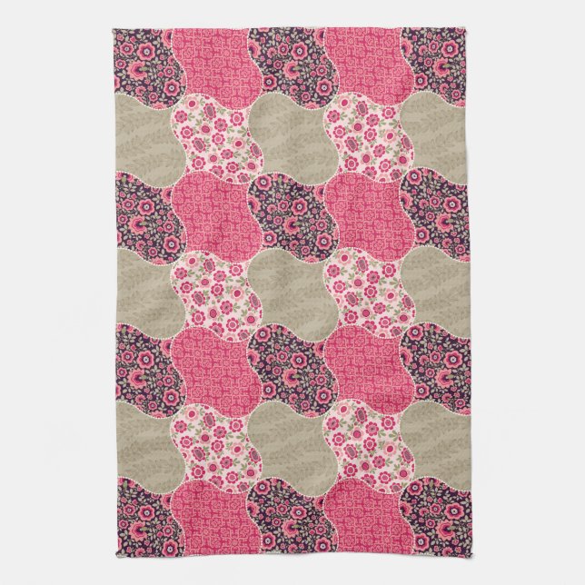 Vintages marokkanisches Muster Rosa Geschirrtuch (Vertikal)