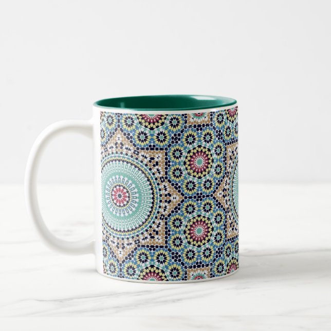 Vintages marokkanisches Muster Zweifarbige Tasse (Links)
