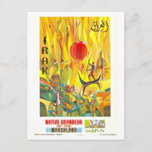 Vintages Marshland Iraq Travel Poster Postkarte