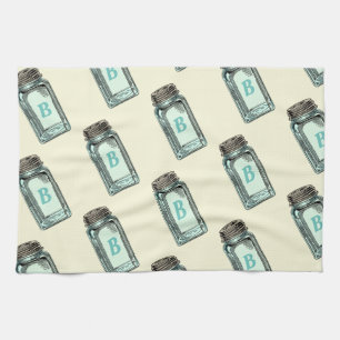 Vintages Mason Canning Jar Muster mit Monogramm Geschirrtuch