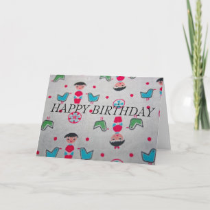 Vintages Material - GLÜCKLICHES BIRTHDAY Karte