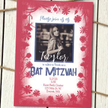 Vintages Mauve Pink Navy Blue Bat Mitzvah Foto