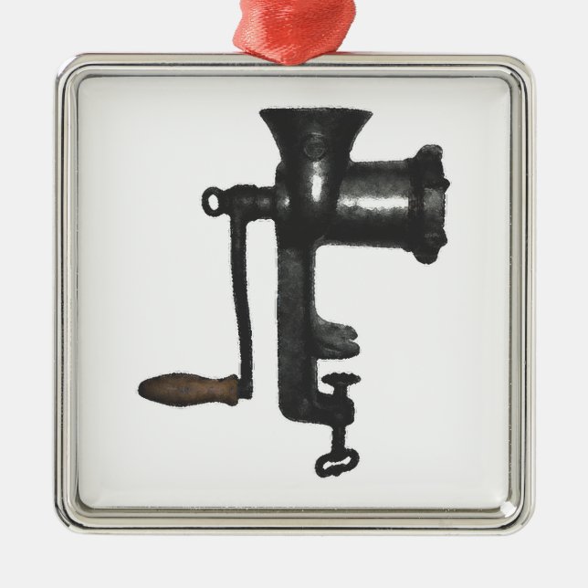 Vintages MeatGrinder Ornament Aus Metall (Vorne)