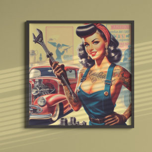 Vintages mechanisches Button Poster